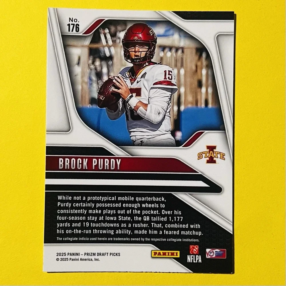 2025 Panini Prizm Draft Picks Brock Purdy #176 Iowa State Cyclones 49ers QB